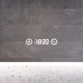 Álló fürdőszobai LED tükör 80x80cm | Páramentesítő funkció - Óra - Fényerő és színhőmérséklet szabályozás | Welland Luxury-Line G1091