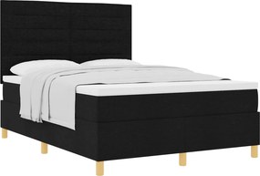 vidaXL Boxrugós ágy matracmal fejtámlával Fekete 160 x 200 cm szövet