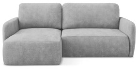 Világosszürke zsenília kinyitható-tárolóhelyes sarokkanapé (bal oldali-heverő résszel) Lilo – Makamii