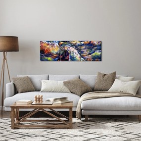 Kép - Hajó az óceán hullámain, aquarel (órával) (90x30 cm)
