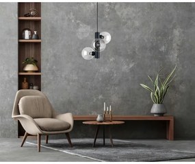 Csillár zsinóron TUBE 3xE27/60W/230V fekete/átlátszó