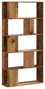 5 szintes antik fa színű fa könyvespolc 80,5 x 23,5 x 162,5 cm