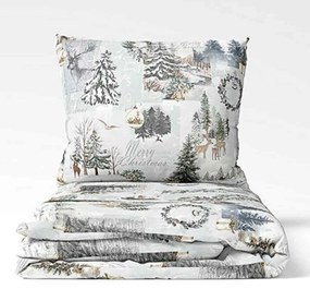 Karácsonyi erdő pamut ágyneműhuzat TiaHome - 1x Párna 90x70cm, 1x Paplan 140x200cm