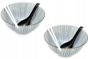 2 db-os tál szett kanállal és pálcikákkal Udon Oriental Stripe 900