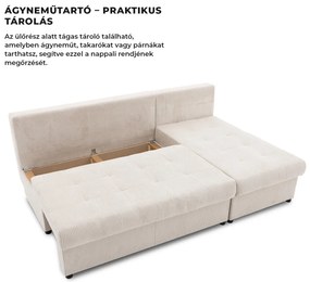 Venezia sarokkanapé, kordbársony, univerzális oldal, hab töltet, bézs