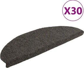 vidaXL öntapadós lépcsőszőnyegek 30 db 65 x 21 x 4 cm antracit színű, félkör alakú, nagy