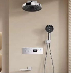 Zuhanyrendszer ELITE EDITION BCS1698 termosztáttal, LED-világítással, forgatható kifolyóval, több színben — Króm