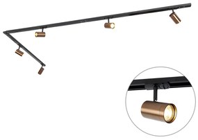 Modern 1 fázisú sínrendszer 5 sötét bronz spotlámpával - Jeana