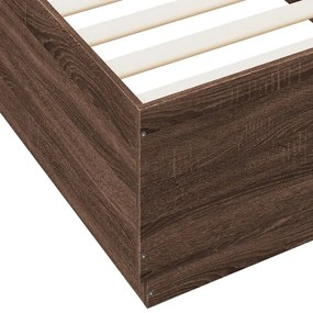 barna tölgyszínű szerelt fa ágykeret LED-del 100 x 200 cm