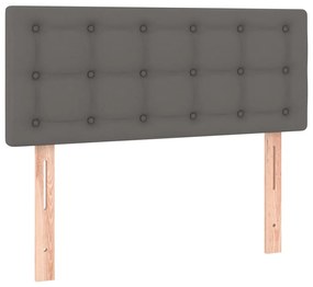 szürke műbőr rugós ágy matraccal 100 x 200 cm