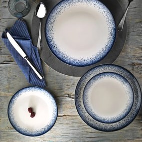 24 részes étkészlet fehér/kék/porcelán