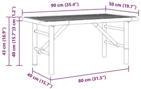 Dohányzóasztal Barna 90 x 50 x 43 cm bambusz