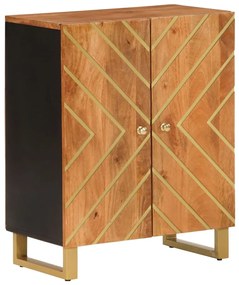 3 db barna-fekete tömör mangófa tálalószekrény 60x33,5x75 cm