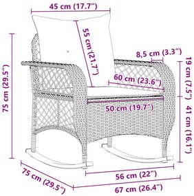 szürke polyrattan kerti hintaszék párnával