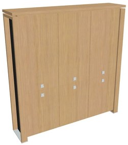 Verno+ S magas szekrény 200 x 46 x 210 cm, világos tölgy / fekete