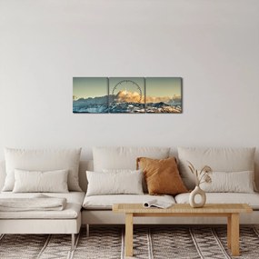 Kép - magas hegyek csúcsai (órával) (90x30 cm)