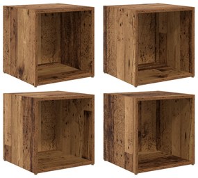 TV szekrények - 4 db régi fa - 37 x 35 x 37 cm - Mérnöki fa