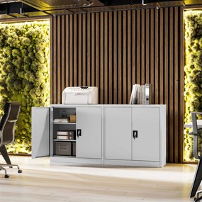 Alacsony fém irattartó szekrény BEATA, 900 x 930 x 400 mm, szürke