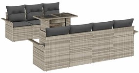 vidaXL Kerti Kanapé Szett párnával 8 pcs Világosszürke Poly Rattan