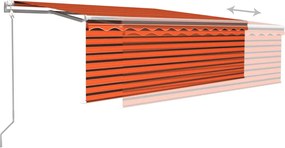 Narancs-barna redőnyös, LED-es, szélérzékelős napellenző 4,5x3m