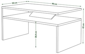 Mazzoni PRIMA Artisan Tölgy/Antracit (Sötétszürke) - MODERN DOHÁNYZÓASZTAL