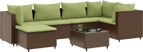 vidaXL 7 részes barna polyrattan kerti ülőgarnitúra párnákkal