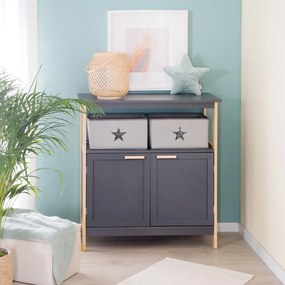 Antracitszürke alacsony gyerek komód pelenkázó feltéttel 87x75 cm Berlin – Roba