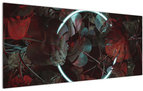 Kép - Neon kör a pálmafák között (120x50 cm)