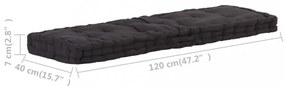 fekete pamut raklappadló-párna 120 x 40 x 7 cm