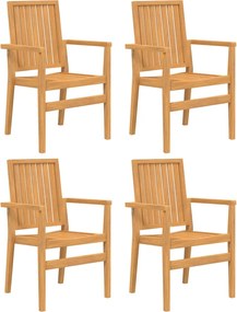 vidaXL 4 db tömör tíkfa rakásolható kerti szék 56,5 x 57,5 x 91 cm