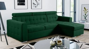 GRANADA kinyitható kanapé tárolóhellyel - zöld, jobb sarok