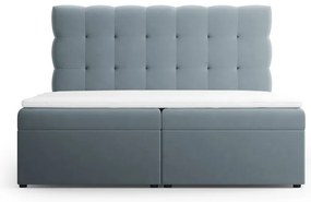 Világoskék boxspring ágy tárolóhellyel 160x200 cm Bali – Cosmopolitan Design
