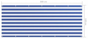 fehér-kék oxford-szövet erkélyparaván 120 x 300 cm