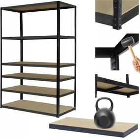 Fém könyvespolc Premium Black állvány Helios 213x110x50cm 6Px175kg 300TYS War