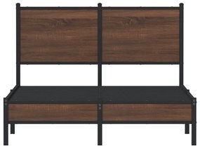 barna tölgy színű fém ágykeret matrac nélkül 120 x 190 cm