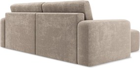 Bézs zsenília kinyitható-tárolóhelyes sarokkanapé (bal oldali-heverő résszel) Kona – Makamii