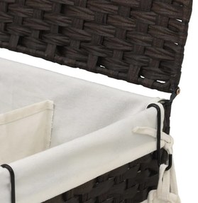 sötétbarna rattan szennyeskosár kerekekkel 60x35x60,5 cm