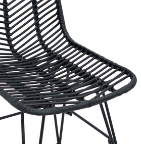 Étkezőszék 2 pcs Fekete 44.5 x 55 x 85 cm Rattan és Vas