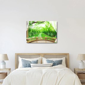 Kép - Trópusi kertre néző kilátás (üvegen) (70x50 cm)