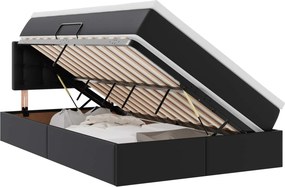 vidaXL Ágy tárolóval és matraccal matracmal Fekete 120 x 190 cm Műbőr