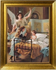 Angyal A Gyerekekkel Őrangyal Kép Arany Modern Keretben 30X40