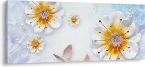 Kép - Kompozíció virágokkal és pillangókkal (120x50 cm)