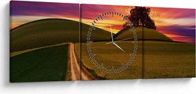 Mező és a színes ég képe (órával) (90x30 cm)
