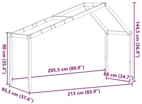 fehér tömör fenyőfa gyerekágytető 213 x 95,5 x 144,5 cm