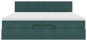 Ottomán ágykeret matraccal sötétzöld 200x200 cm bársony