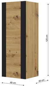 Fali szekrény Montana (artisan tölgy + matt fekete). Akció -17%. 1085842