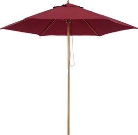 Outsunny Kerti Napernyő Ø250x230 cm Teraszi Napernyő 6 Bambusz Bordával, Leszerelhető Rúddal, UV-védelemmel, Vízálló és Fából készült Kerettel Tengerp
