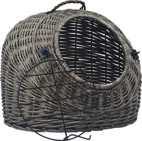 vidaXL szürke természetes fűzfa macskaszállító kosár 50 x 42 x 40 cm