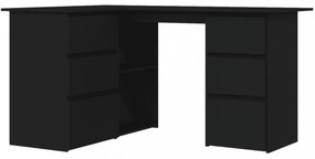 fekete szerelt fa sarok íróasztal 145 x 100 x 76 cm