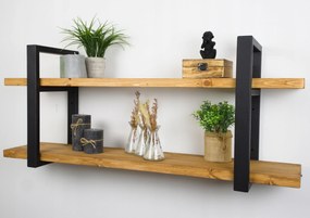 Akasztós polc Fali könyvespolc Loft ipari fa fém 40cm